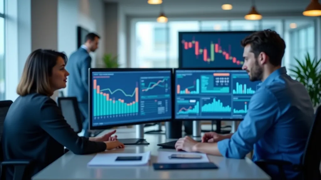 Moderns finansiālas analīzes darbvirsma ar grafikus un ekonomikas datus